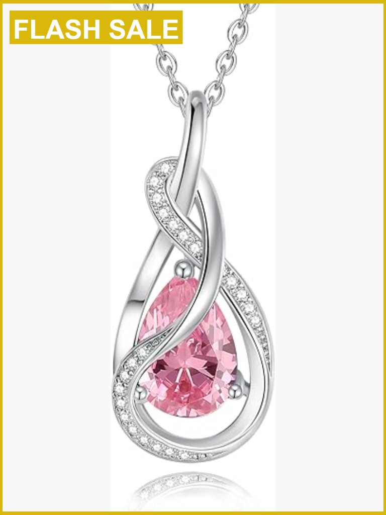 Sterling Silver Birthstone Knot Pendant Necklace Women Jewelry